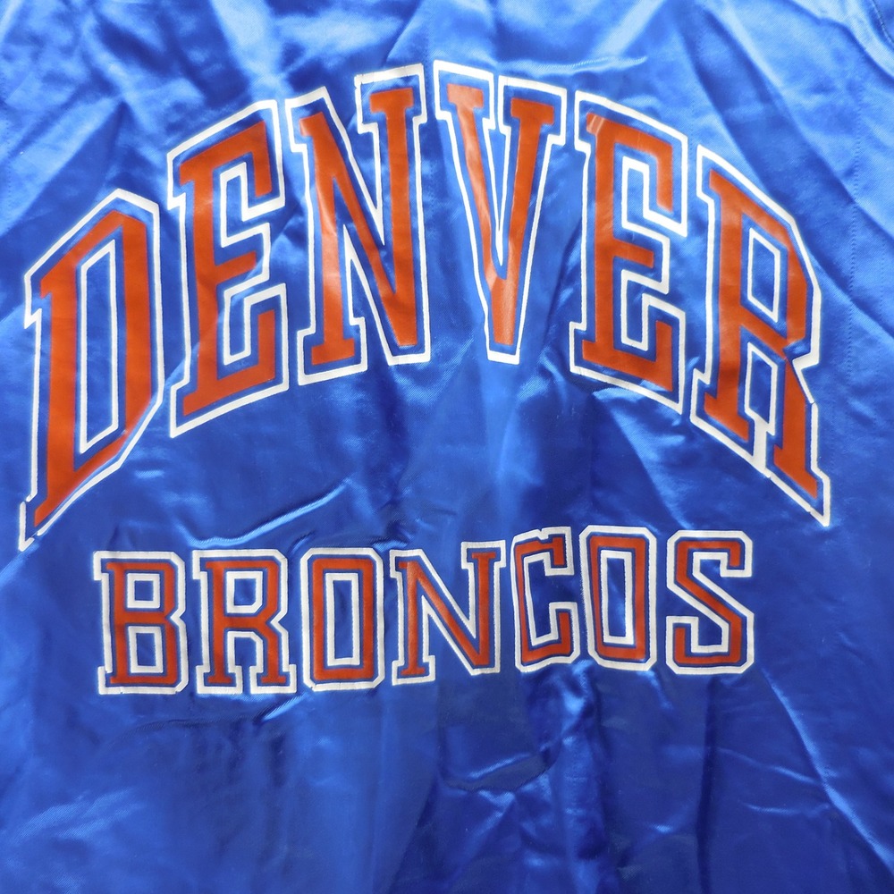 Vintage Chalk Line Denver Broncos Satin Jacket Blue Orange NFL Varsity Bomber M
